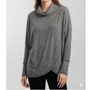 Calvin Klein Performance Stretch Large Cowl Neck Shirt Black Stripe